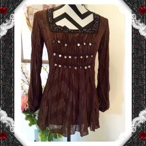 Stylish Brown Chiffon Jewelry Tunic